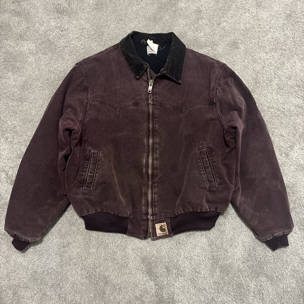 Vintage 90s Carhartt J14 BRG Santa Fe Burgundy Maroon Jacket Quilted Size XXL